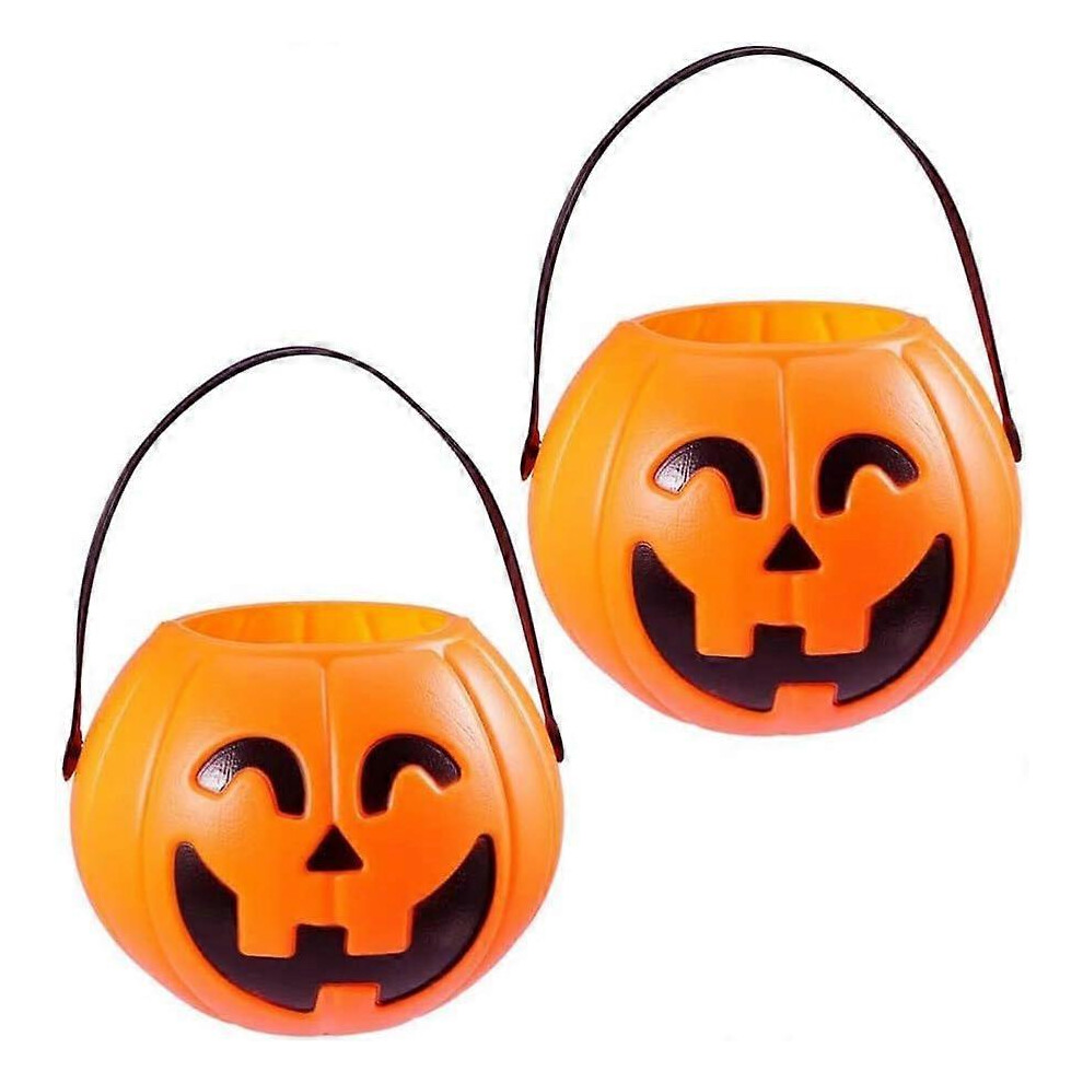 Kikidex (As Show, One Size) Halloween Pumpkin Bucket, Large Pumpkin Bucket Pumpkin Candy Bucket Halloween Candy Pail For Kids Halloween Trick Or Treat Buckets Orange