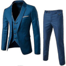 (XXL, One size) Mens Suit Slim 3-piece Suit Blazer Business Wedding Party Jacket Vest Pants