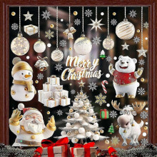 (As show, One size) Christmas Window Clings Stickers Double-Sided Merry Christmas Snowflake Tree