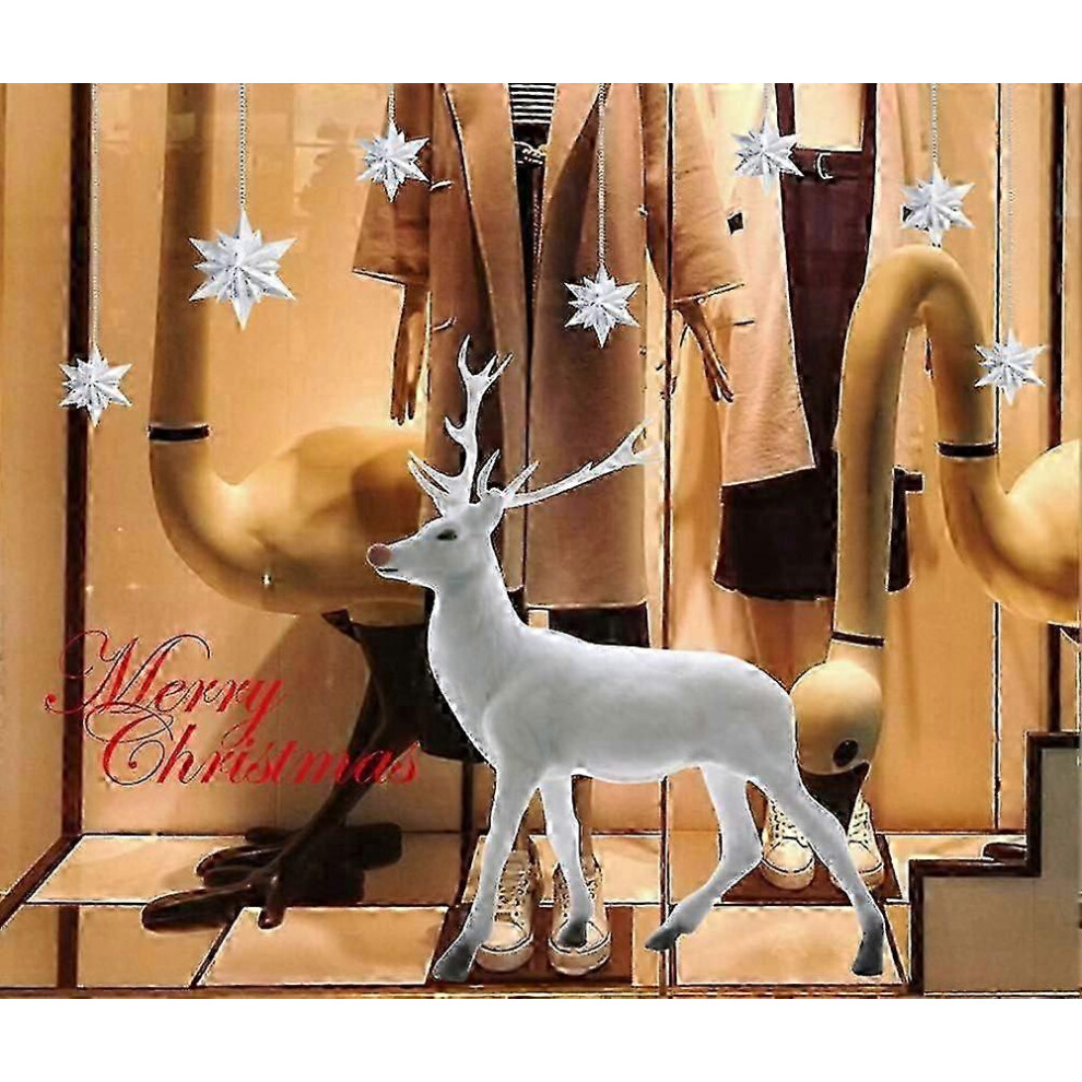 (As Show, One Size) Christmas Windows Static Stickers Clings Removable Vinyl Santa Claus Christmas Tree Snowman Snowflake Deer Diy Wall Window Door Mu 4633396572392
