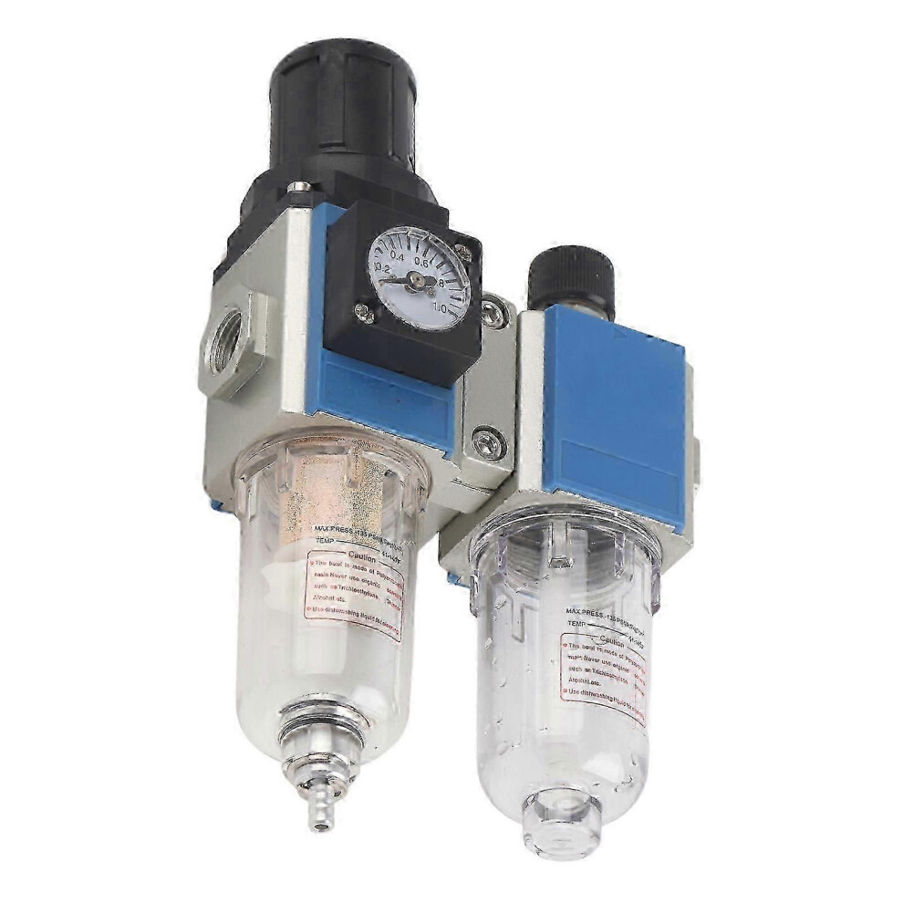 (As Show, One Size) Air Compressor Flow Filter Pressure Regulator Lubricator Combination Water Oil Separatorgfc200-08 4633396529433