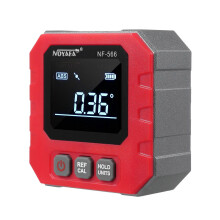 (NF-566, Red - Silver) 4*90 Portable Digital Inclinometer Backlight Digital Protractor Slope Meter Digital Angle Ruler Five-side Magnetics Multifunctional Protractor with Da