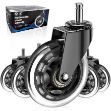 (As show, One size) Office Chair Wheels, Set of 5, Replacement Rubber Casters for Hardwood Floor Ref: 9790