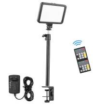 (As show, One size) 22W Video Light Kit Photography Fill Light with C-Clamp Stand 216PCS Lamp Beads Bi-Color Temperature 3200-5500K Dimmable Brightness Ball Head Remote C