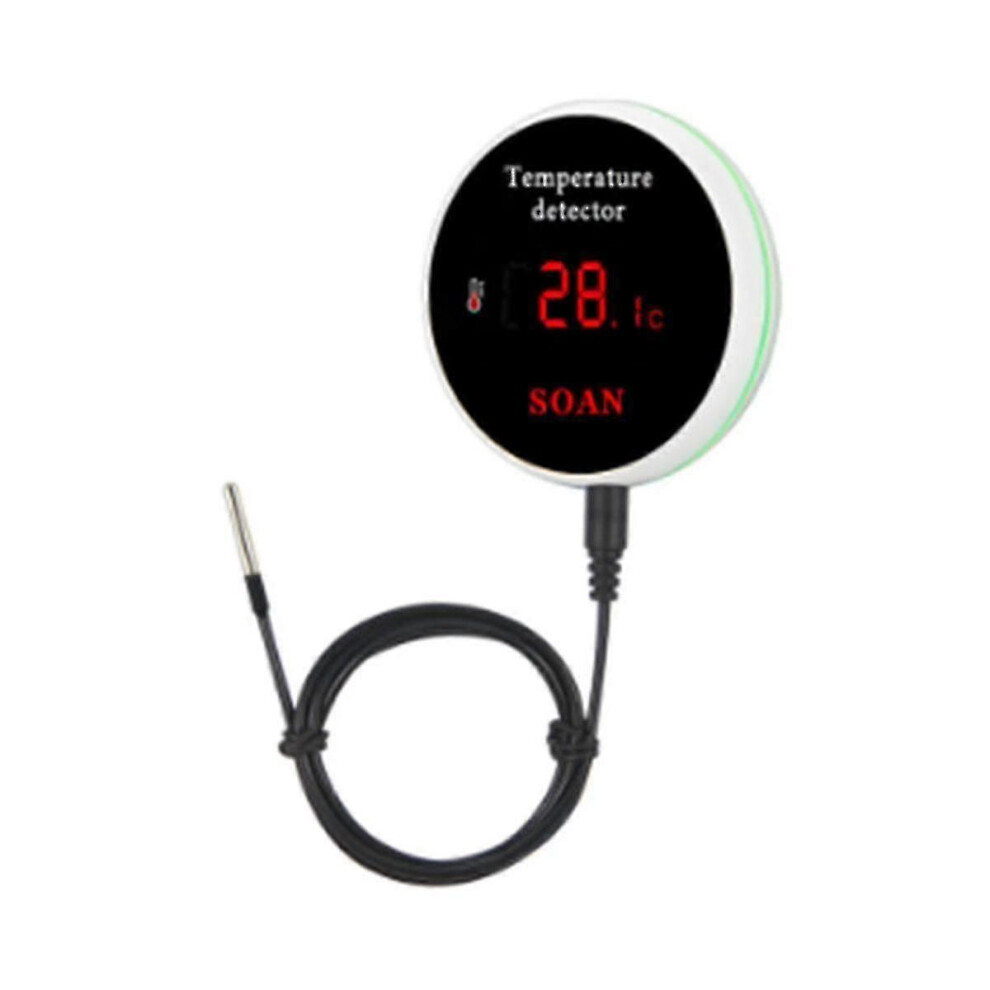 (As show, One size) Tuya Wifi Temperature Sensor Wire Digital Smartlife Thermometer Room Water Pool Thermostat Alarm Eu BAOPENG