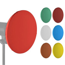 (As show, One size) 7pcs 55cm Photography Light Shade Cloth Soft Diffuser Cover Blue/Red/Green/White/Yellow/Brown/Purple Compatible for Studio Strobe Bowen Mount Standard