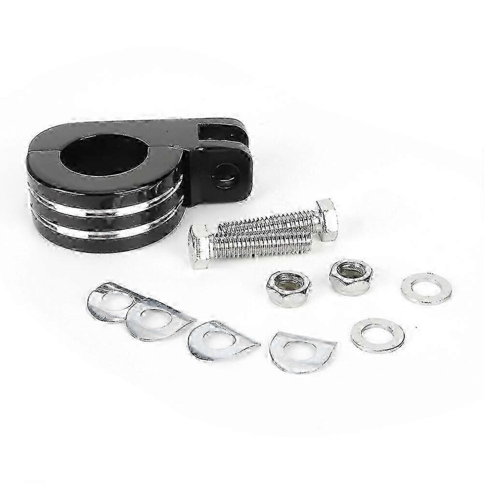 (As Show, One Size) Pair Of 32Mm/1.25In Foot Peg Mounting Clamp Motorcycle Footrest Bracket Fit For Honda And Silver/Black 4631898266740