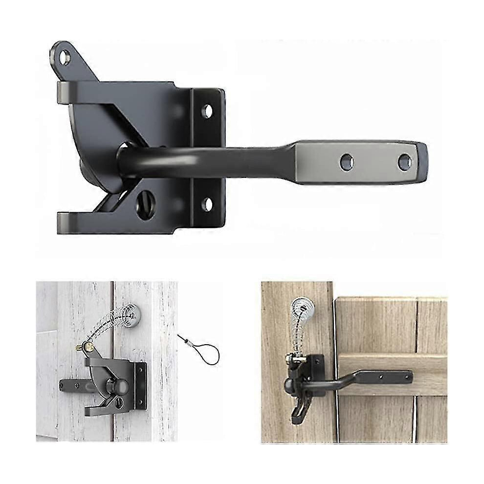 (As show, One size) Locking Gate Gravity Door Latch Automatic Gate Latch For Metal Wooden Fences Stainless Steel Spring Loaded With Adjustable Gate Latch Longer Fasteners