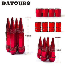 (As show, One size) Red Color Car Tire Valve Stem Cap Sets.crown Rocket Spike Design Tyre Air Dust Caps. Motorcycle Truck Tire Valve Cap Red