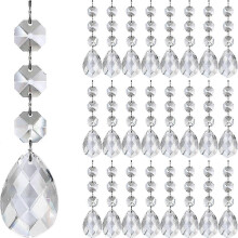 (As show, One size) Crystal Teardrop Ornaments - 30pk Clear Plastic Hanging Acrylic Christmas Tree Decorations