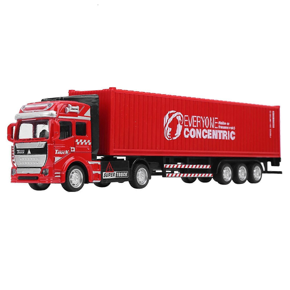 (As show, One size) 1:48 Alloy Container Truck Model Toy Highly Simulation Children Car Toys Vehicle For Kids 3-6 Years XinHang