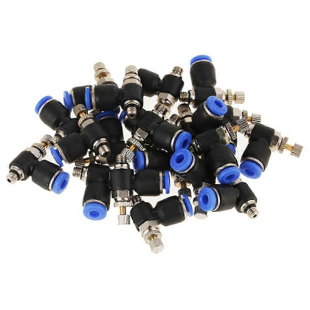(As Show, One Size) 20Pcs Od 4Mm Tube M5 Pneumatic Air Flow Speed Control Valve Quick Connector 4631898279016