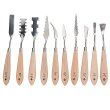 (As show, One size) 10Pcs Paint Spatula, Stainless Steel Tooth Spatula Paint Scraper Painting Palette Knife for Oil Painting, Acrylic Mixing and Texturing(10pcs)
