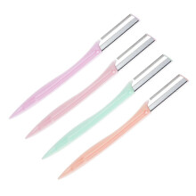 (As show, One size) Professional Eyebrow Razor Set 4pcs Stainless Steel Trimmer Makeup Kit Clean