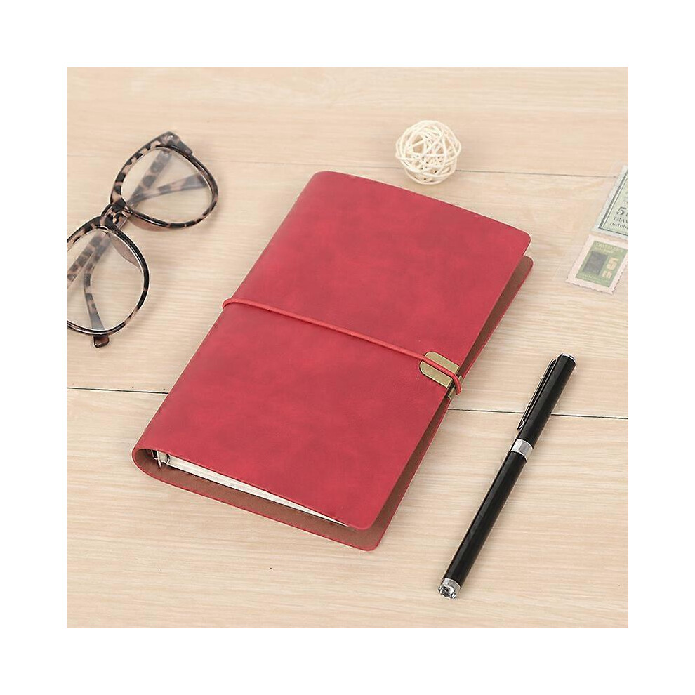 (Brown, One size) Retro Strapped Notebook A5 Student Notebook Portable Pocket Word Stationery Office Supplies Notepad Journal Leather Record Book BaoP-image-OPC-PHJXTKJ-NEW