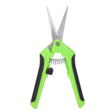(As show, One size) Garden Shears Spring Loaded Side Locking Automatic Push Stainless Steel Garden ScissorsGreen