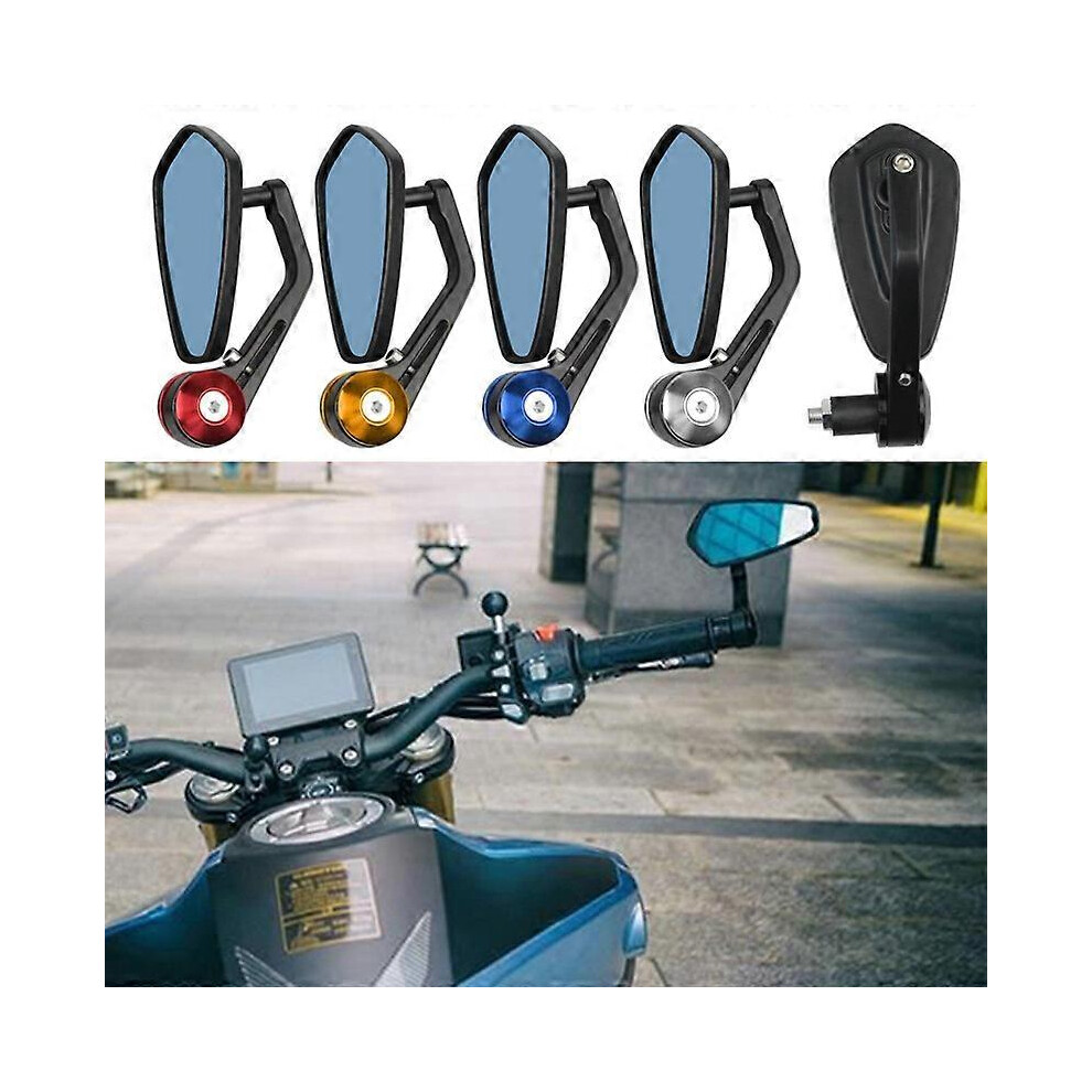 (Red, One size) Motorcycle Aluminum Alloy Handlebar Modification Universal Rearview Mirror Handlebar Mirror, Reversing Mirror, Reflector Modified Acce