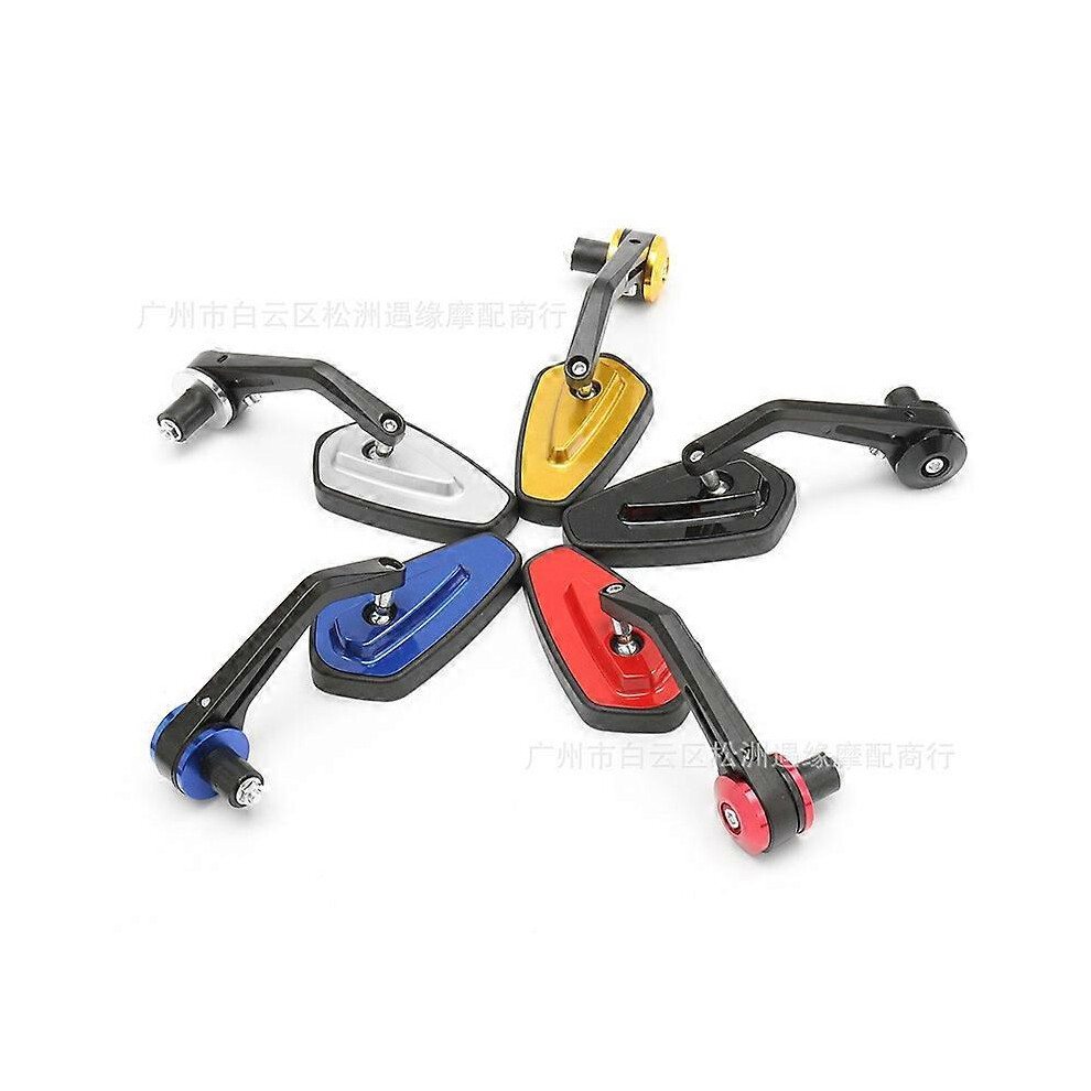 (Blue, One size) Motorcycle Rearview Mirror Retro Handle Rearview Mirror Reflector Aluminum Cherry Handlebar Handle Mirror