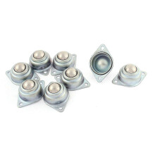 (As show, One size) 8pcs Eye Shape Flange Mount Ball Transfer Unit Bearing Silver Tone