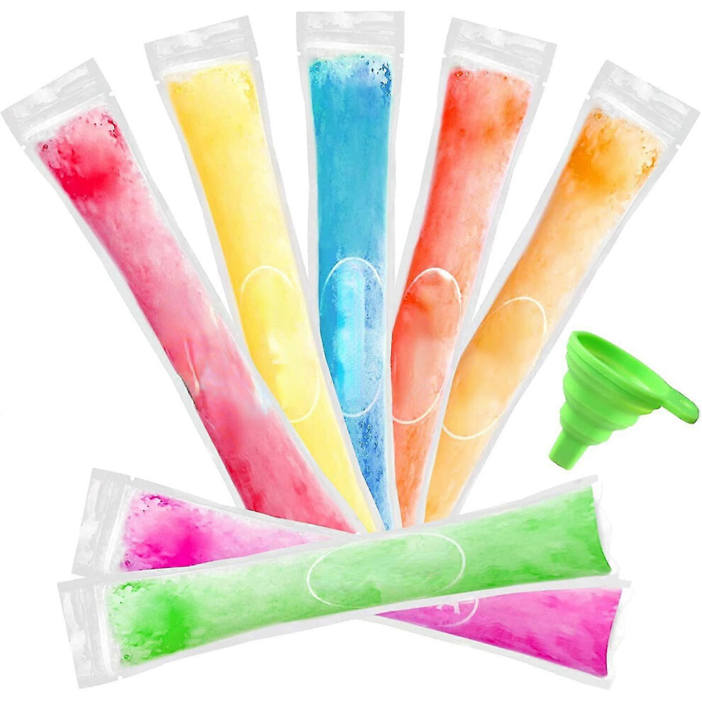 (60x220mm, One size) 100pcs Popsicle Bags For Kids Adults, Disposable Ice Pop Bags With Funnel, Free Freezer Tubes With Zip Seals BaoPeng