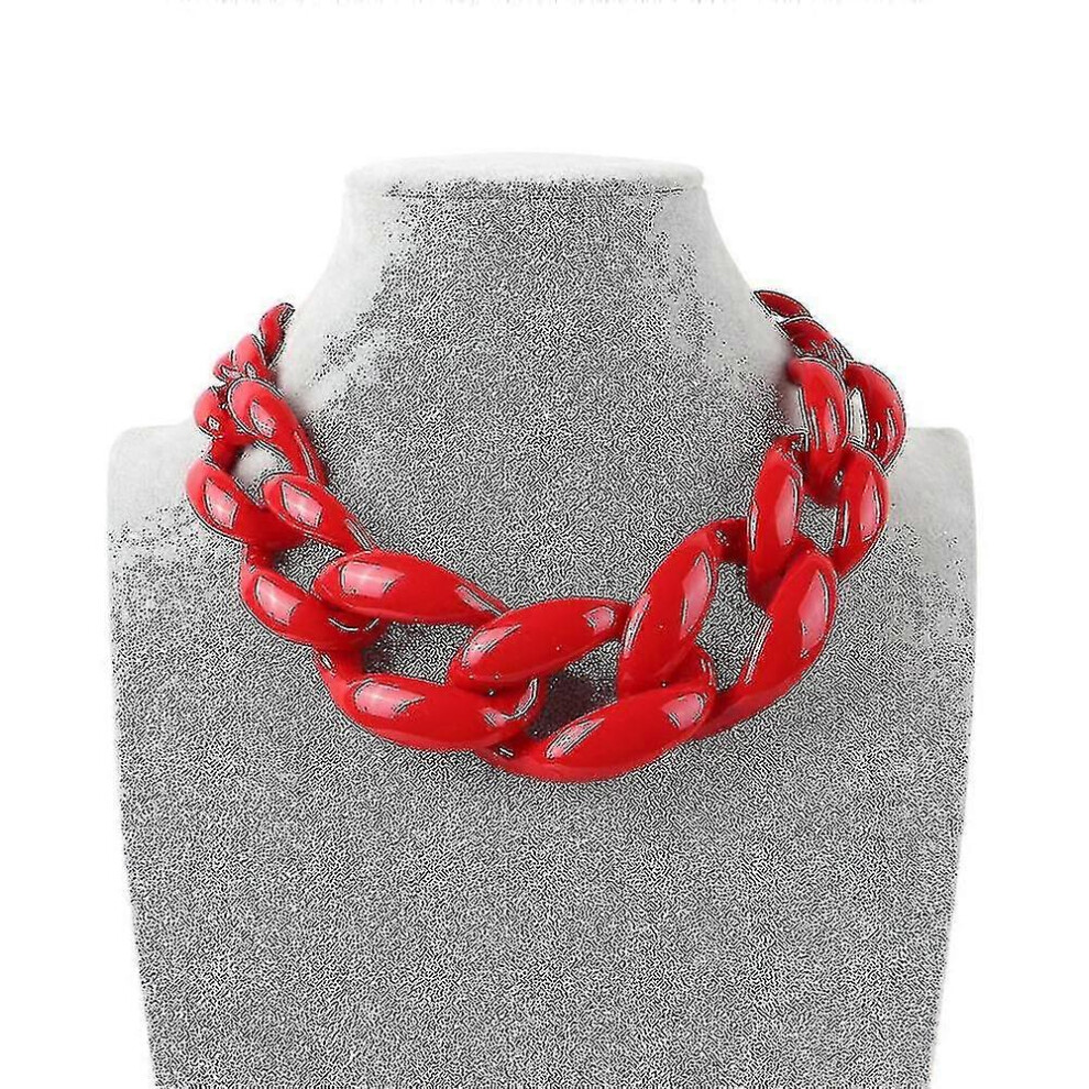 (As show, One size) Vintage Resin Lackingone Acrylic Collar Chunky Choker Statement Bib Chain Necklace Pendants - Snngv BaoPeng