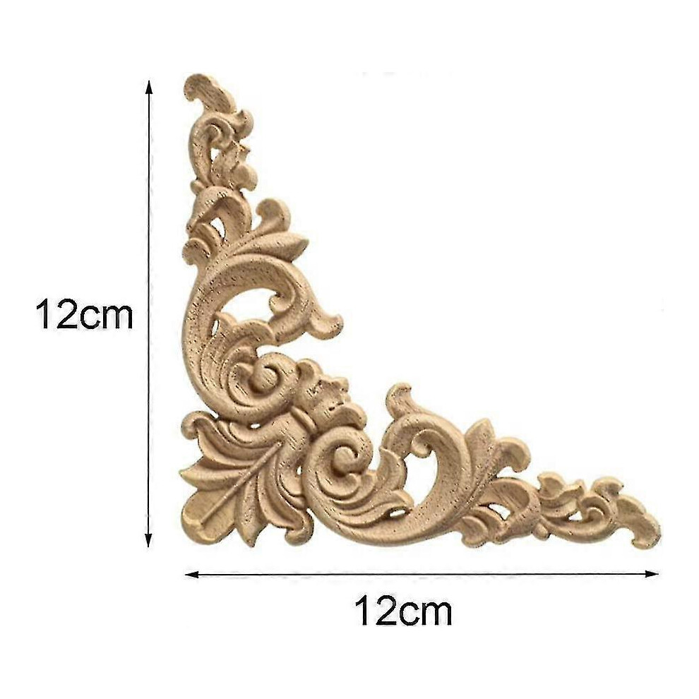 (As show, One size) Wooden Ornaments for Furniture 4 Pieces Wooden Ornaments Ornaments for Furniture Wood Carving Applique Ornament Wood Furniture Wal