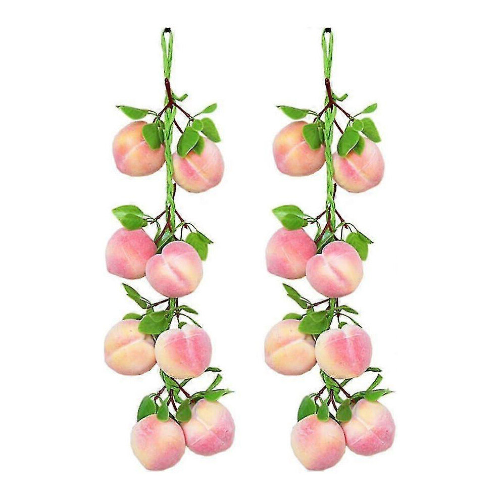 (As show, One size) 2pcs Artificial Fruit Peach Simulation Artificial Lifelike Peach Simulation Pink Peach Fake Fruit Home House Kitchen Party Decorat