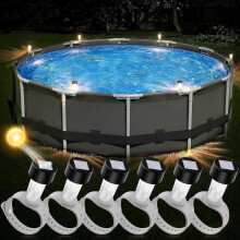 High quality  Pool Lights 6 Pack Solar Outdoor Lights for Framed Above Ground