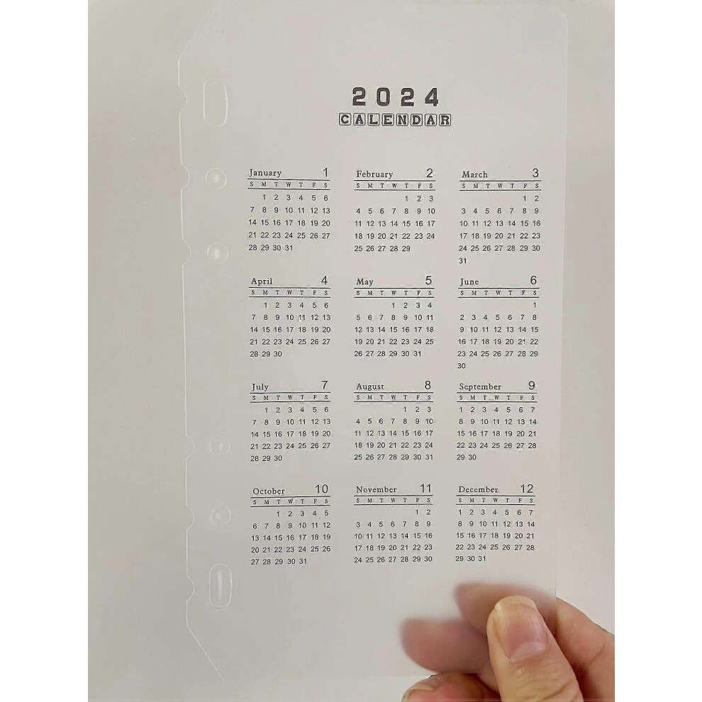 (CRAFT, A5) 2024Colored A5 A6 Loose Leaf Notebook Refill Spiral Binder Inner Page Weekly Monthly To Do Line Dot Grid Inside Paper Stationery BaoPeng
