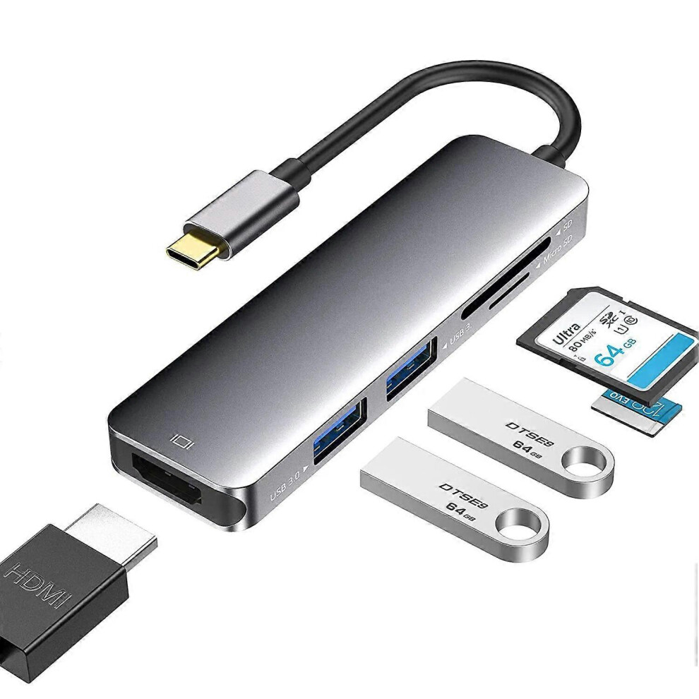 (7 in 1 hub, One size) USB 3.1 Type-C To HDMI-compatible Adapter 4K Thunderbolt USB C Hub Usb3.0 TF SD Reader Slot PD for MacBookPro Air USB C Splitte
