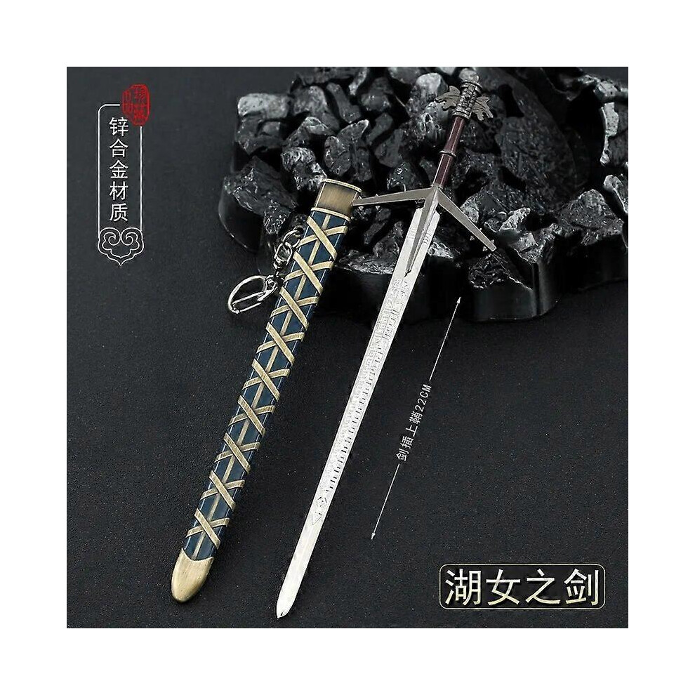 (Display stand only, One size) 22cm Aerondight Geralt Witcher 1/6 Metal Sword Weapon Model Game Peripheral Home Ornament Decoration Crafts Toy for Mal