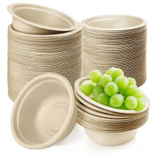 (As show, One size) Platos Desechables de Papel para 50pcs Platos de Plstico Suministros de Mesa Vajilla para Coche de Comedor Platos Desechables Naturales de Marrn