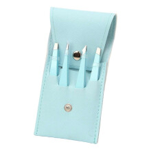 (As show, One size) Makeup remover kit blue,stainless steel eyelash curler slant tip flat trimmer eyebrow curler makeup tool tweezer set decorative eyebrow set eyebrow cu