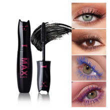 (blue, One size) Cute Cat Mascara - Colored Waterproof and Anti-fouling Fiber Mascara Long-lasting Natural Thick Curly Eyelashes Cosmetic