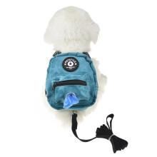 (small, green) 2024 New Dog Backpack Harness with Leash, Dog Poop Bag Dispenser, Pet Self-Carry Adjustable Travel Hiking Harness Backpack for Small and Medium Dogs