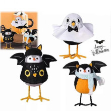 (Black) Halloween Decorations Birds Figurine Featherly Friends Bird Statue-Handmade .