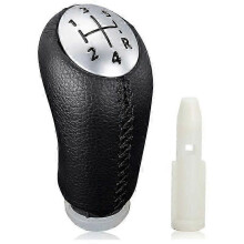 Manual Gear Shift Knob for Renault Clio Iii 2005-09, Megane 2 Laguna 2003-09, Black Leather, with Adapter
