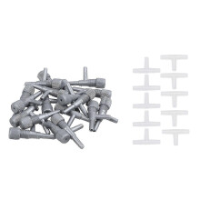 (As show, One size) 30 Pcs Plastic Aquarium Valve Accessories: 10 Pcs White Tee Shape 3-way Air Valve Connectors & 20 P