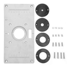 (As show, One size) Aluminum Alloy Router Table Insert Plate With Ring For Woodworking 235mm x 120mm x 8mm