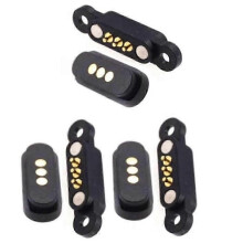 (As show, One size) 3 Pairs Spring Loaded Magnetic Pogo Pin Connector 3 Positions Magnets Pitch 2.3MM 3P Through Holes