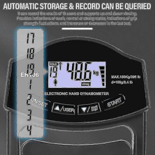 Grip Strength Tester, 396lbs/180kg Digital Hand Dynamometer Grip Strength Meter Usb Lcd Screen Hand Grip Dynamometer 1