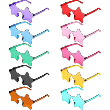 (As show, One size) Pentagram Glasses, Colorful Transparent Star Sunglasses Rimless Clear Star Sunglasses For Women Kids Star Sunglasses Set (10 Pairs, 10 Colors)