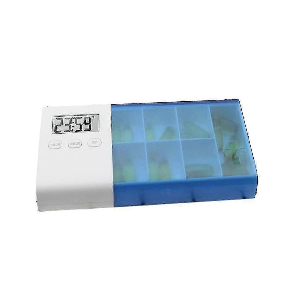 (As show, One size) 7 Grid Pill Box Medicine Storage Box Electronic Timing Reminder Medicine Boxes Alarm Timer Pills Or