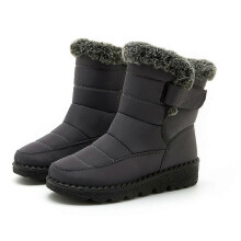 (40, black) Cotton Shoes Snow Boots Women's Fur Collar Waterproof Women's Boots High Top Non-Slip Warm Cotton Shoes Women's Large Size 44 black 40