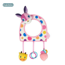 (As show, One size) baby gifts to appease the car rearview mirror newborn haha mirror hanging ornaments baby car hanging Yiwu toys Pink Rabbit Rearview Mirror