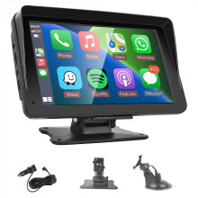 (As show, One size) Portable Car Stereo Wireless Apple Carplay Android Auto,7 Inch Touch Screen Car Radio with Bluetooth Hands-Free/Mirror Link/Maps Navigation/Voice Cont