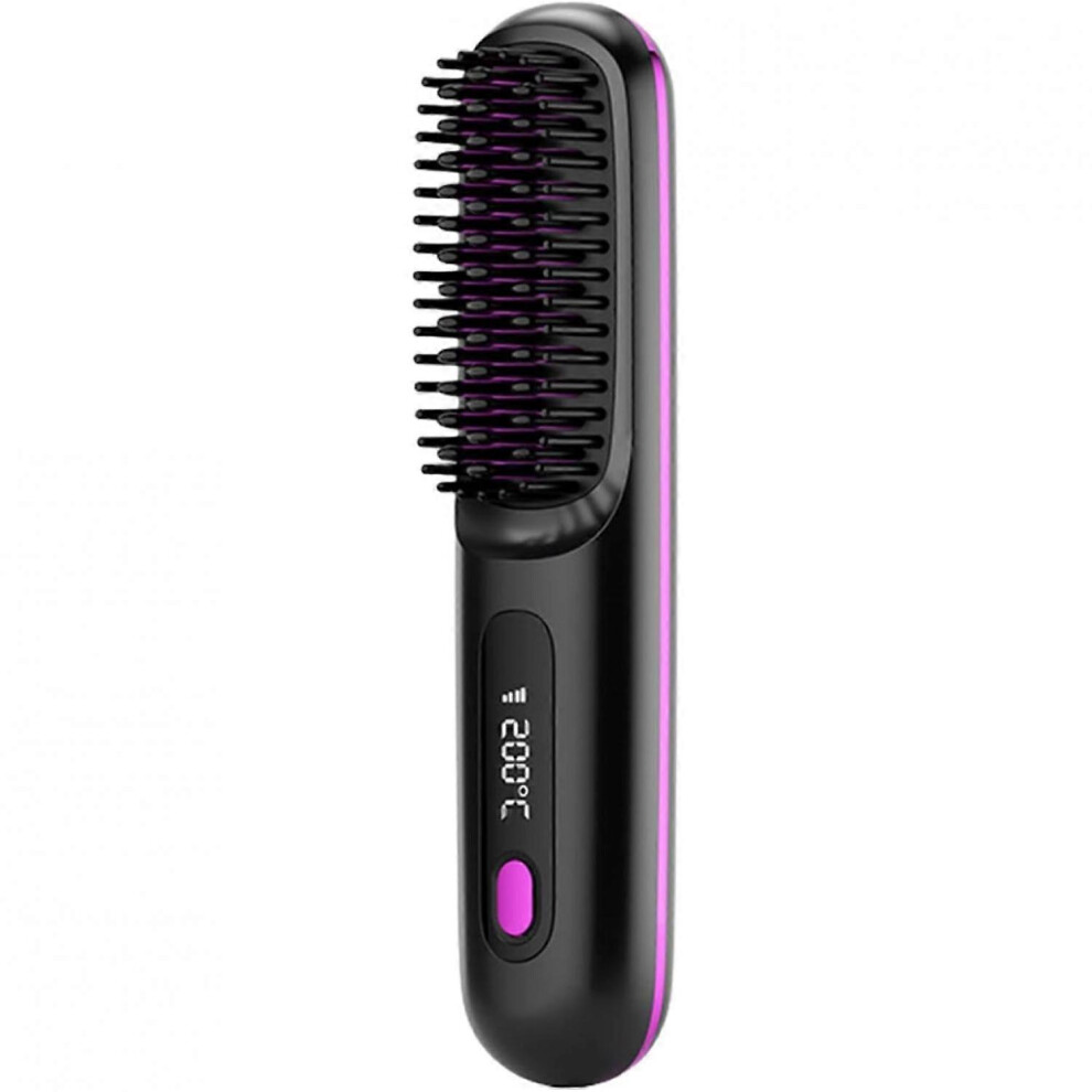 Kikidex (White, One Size) Hair Straightener Brush | Hair Straightener Comb Dual Voltage | Portable Hair Straightening Brush | Usb Charging Hair Straightener,