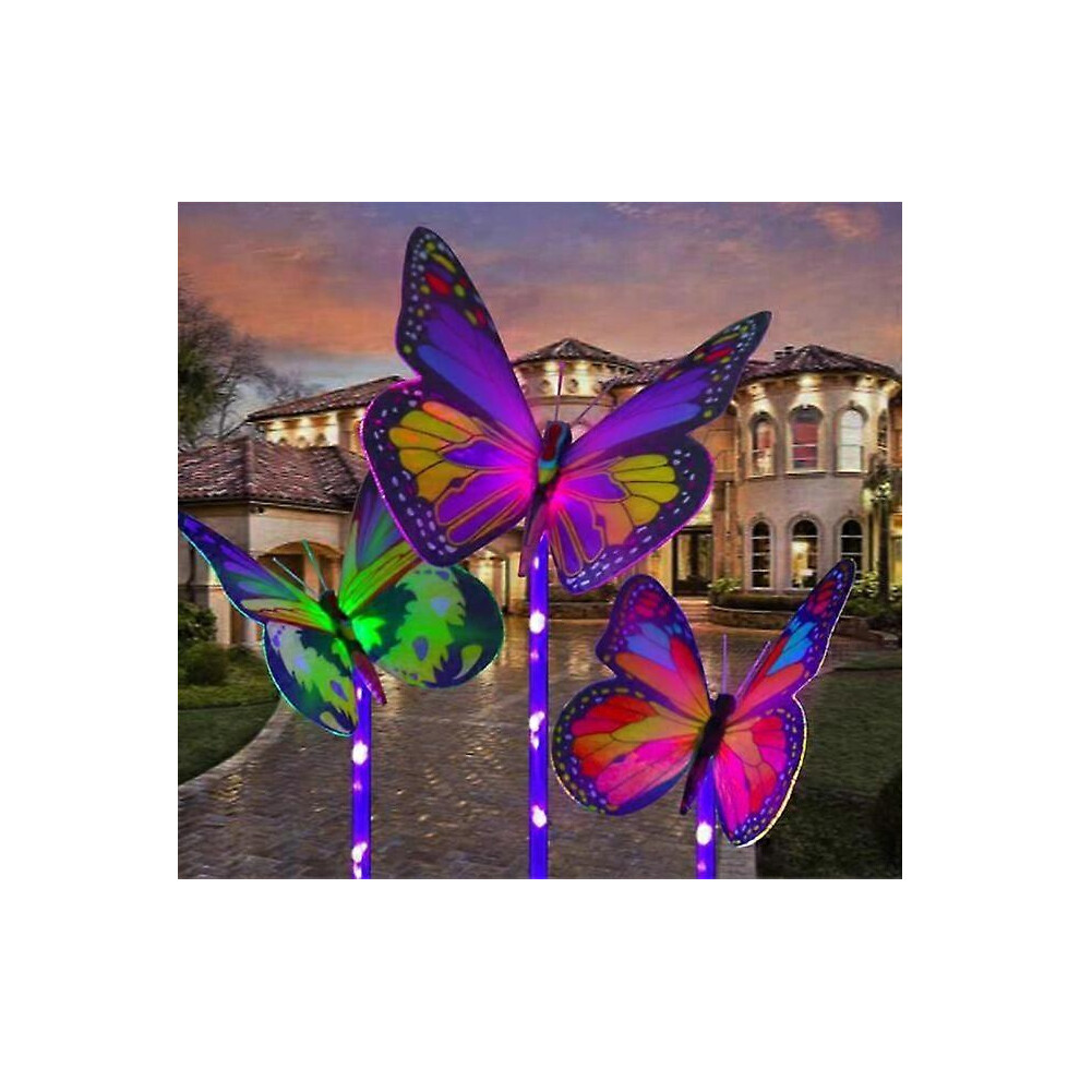 (As Show, One Size) Butterfly Garden Solar Lights, 3 Pack Solar Stakes Lights Multi-Colors Changing Led Pathway Light, Decorative Fence, Outdoor Garde 5033941386488