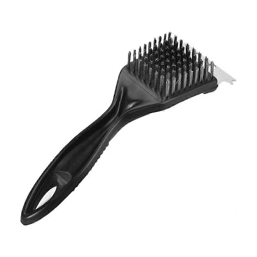 (As show, One size) BBQ Grill Brush Latest Barbecue Tool with Steel Wire Bristles & Ultra Sharp Scraper (Black)(1pcs)