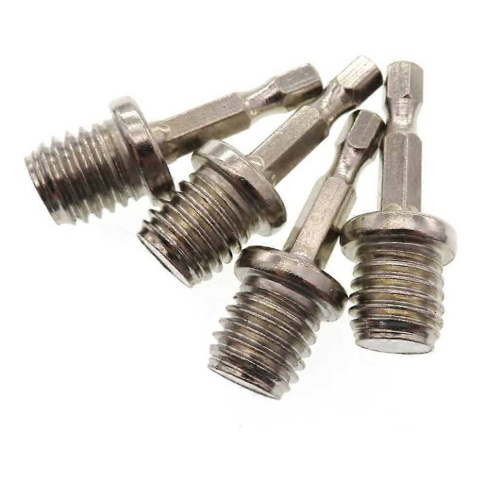 (As Show, One Size) Drill Connecting Rod Metal M14 Hexagonal Polishing Disc Conversion Stick Adapter Conversion Head(Color:silver)(4Pcs) 6901262127587
